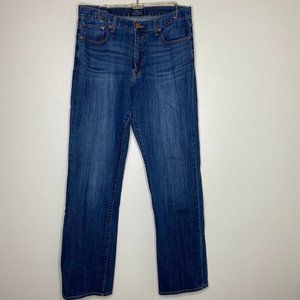 Lucky Brand Men 33x36 (Actual Inseam 34.5) 181 Relaxed Straight Dark Denim Jeans